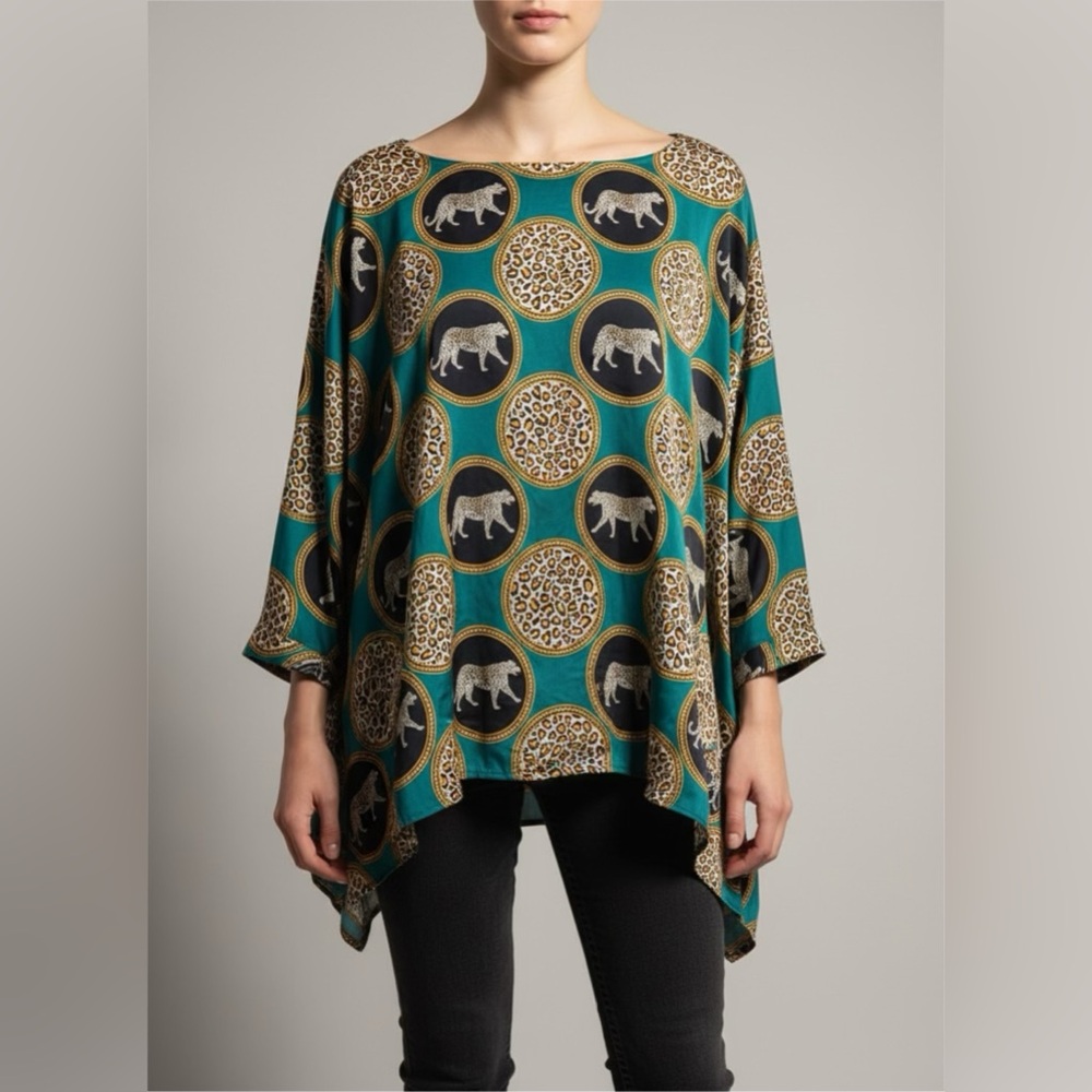 🐆 Flowy Animal Print Tunic Top – Women’s XXL (EUC) 🐆